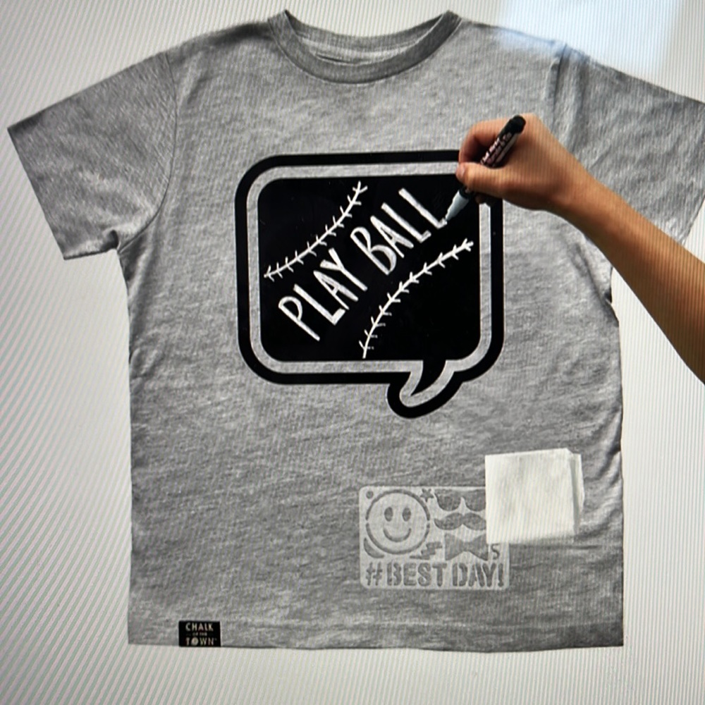 Chalkboard Gray T-Shirt and Neon Chalk Markers